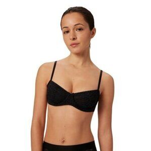 Parade Womens Black Lace Bra Small Unlined Underwire Eightball Adjustable Straps